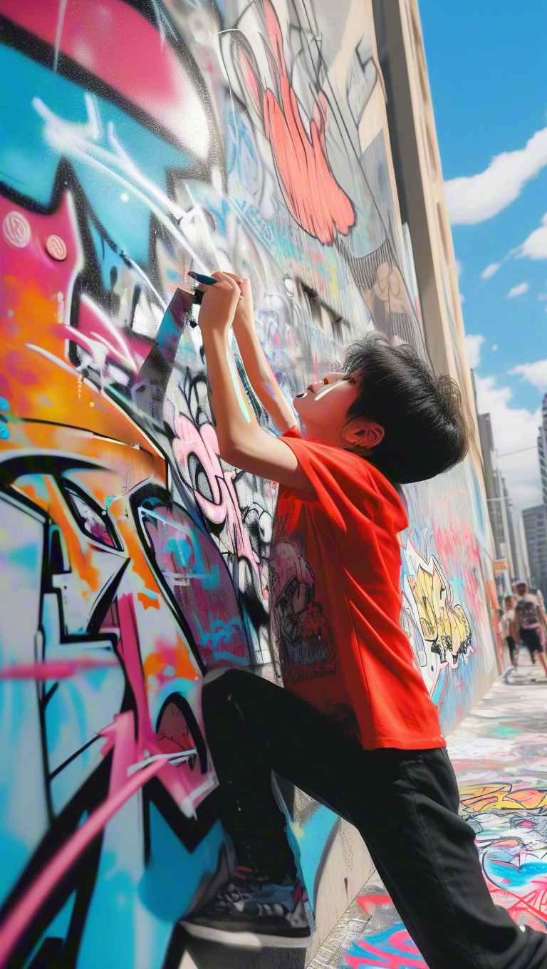 青年艺术家在街头涂鸦 5