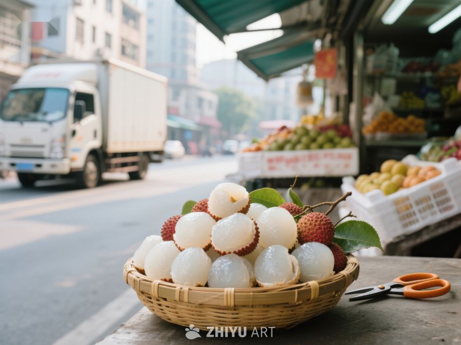 街头水果摊上的新鲜荔枝 177