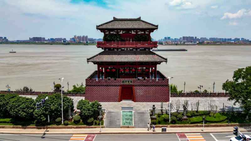湖北鄂州城市风光航拍摄影图