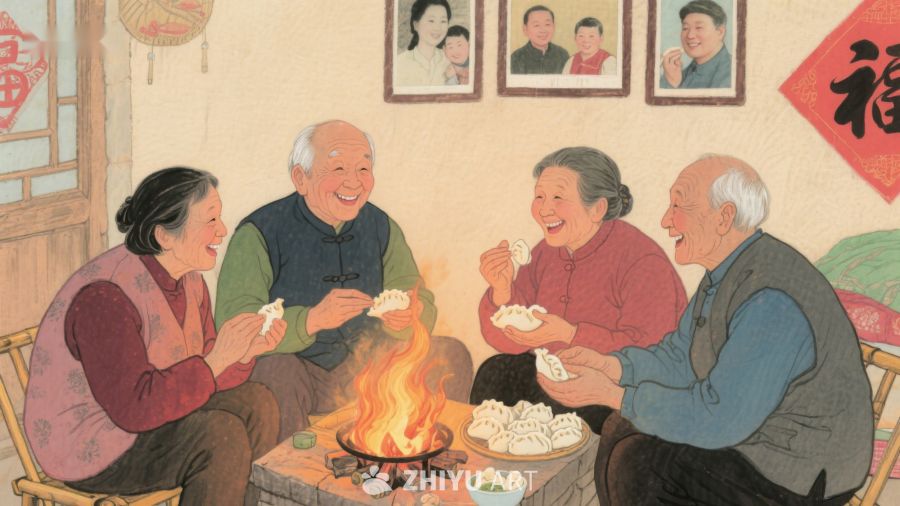 围炉夜话，共享饺子温馨时刻 880