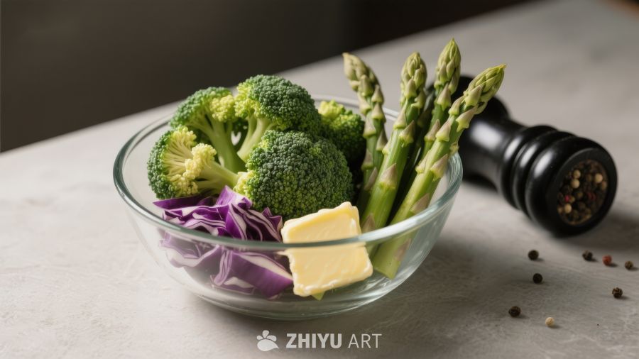 新鲜蔬菜与黄油准备烹饪