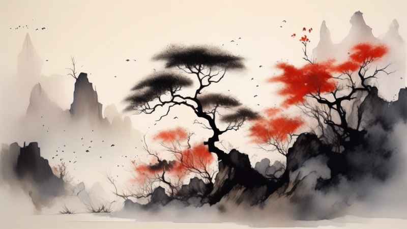 古风山水画唯美背景图 26