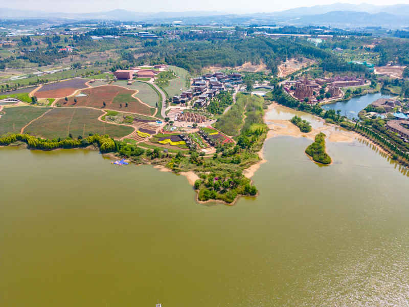 云南红河弥勒东方韵景区航拍 