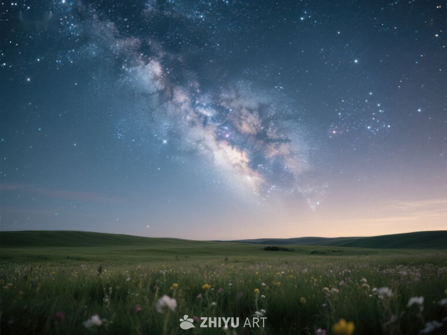 银河横跨夜空，草原繁花似锦 522