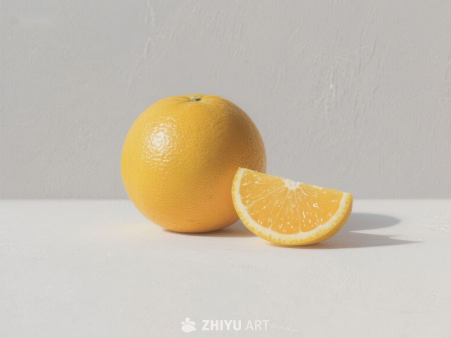 橙子与切片，简洁背景 56