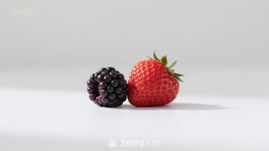 黑莓与草莓并置展示