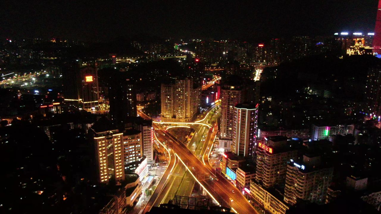 贵阳花果园立交桥夜景航拍