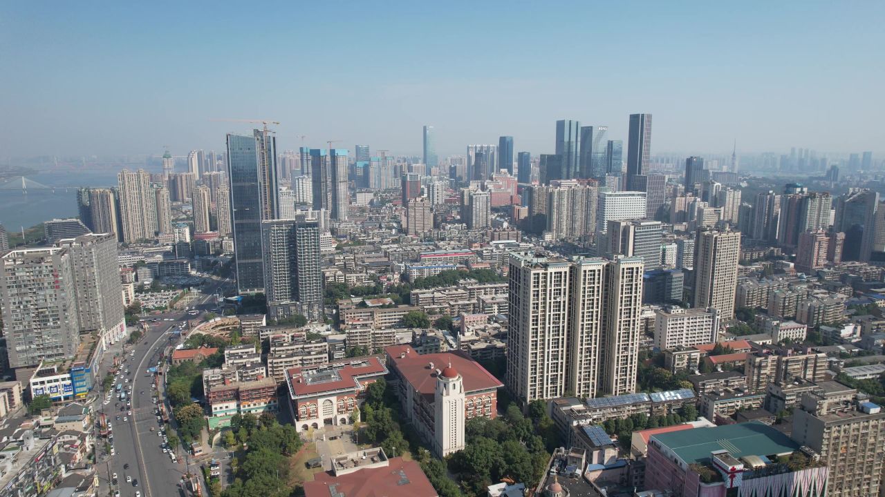 湖南长沙城市风光地标建筑航拍 