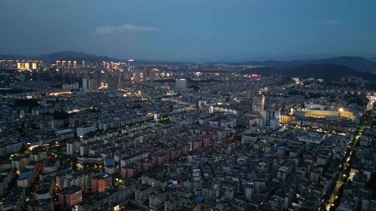 航拍江西萍乡夜幕萍乡夜景