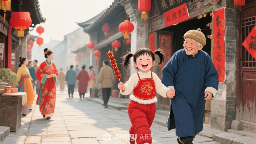 传统街市，祖孙共度欢乐时光 54