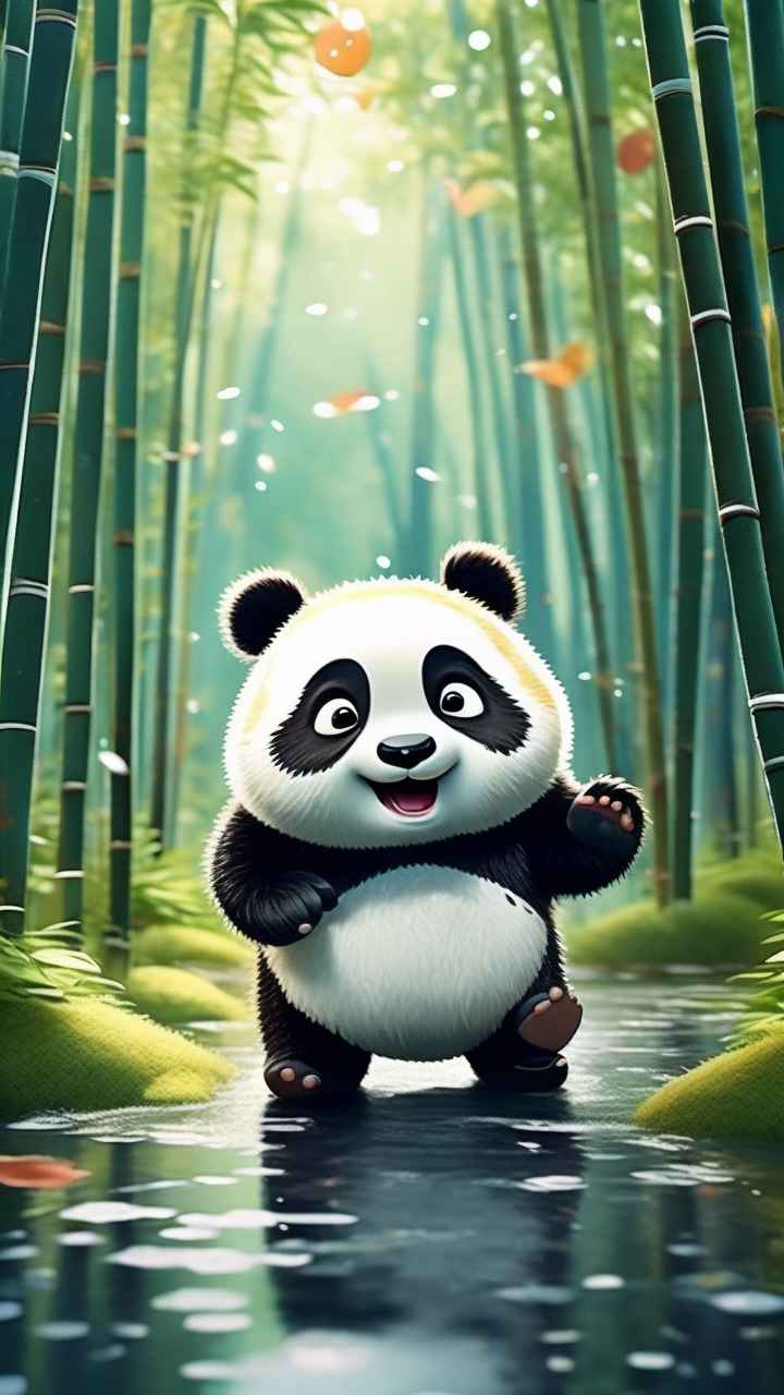 竹林背景雨林熊猫 47