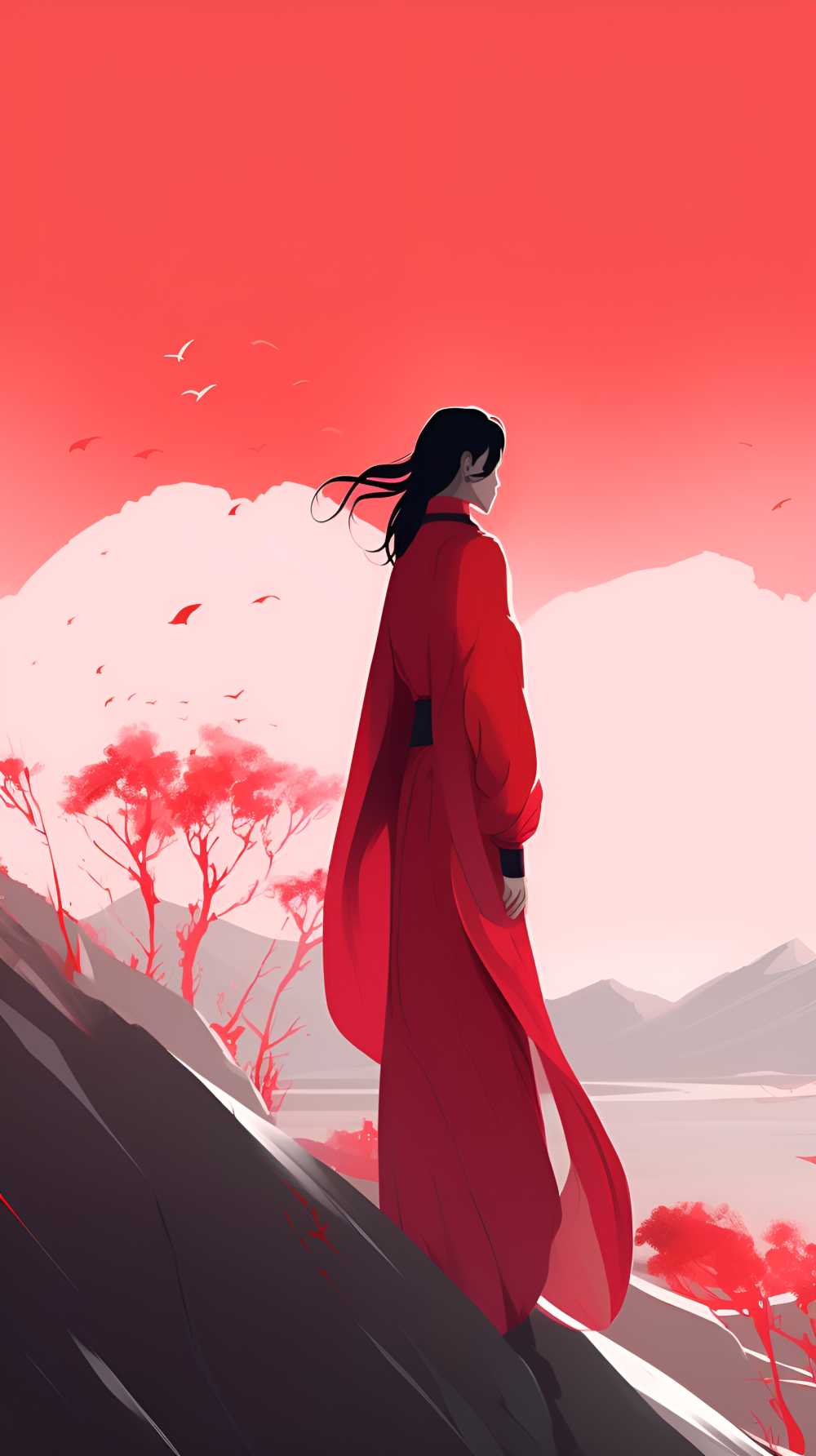 红色唯美背景意境