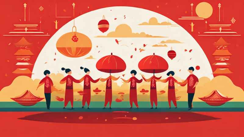 过年春节扭秧歌简约背景图 2