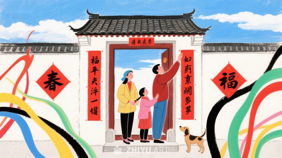 家庭贴春联，喜迎新春佳节 516