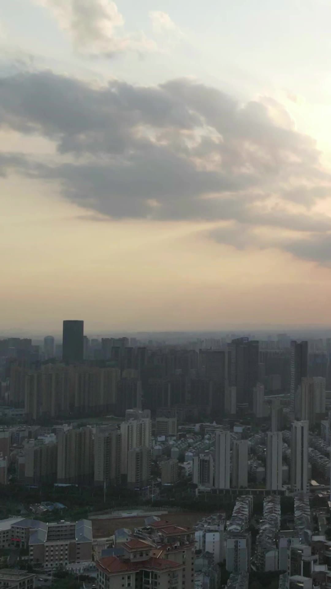 城市延时江西九江日落航拍延时