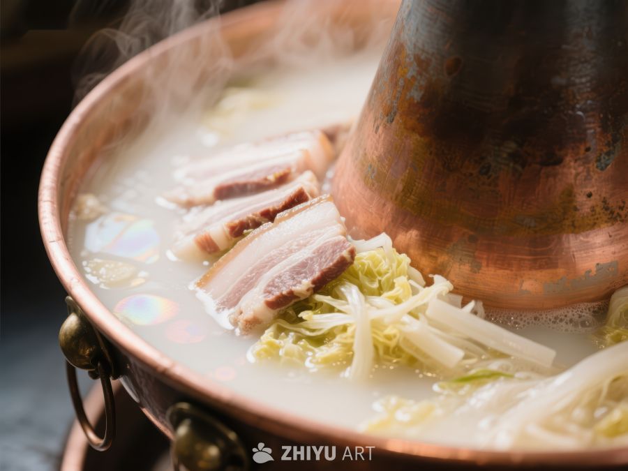 铜锅热气腾腾的火锅 726