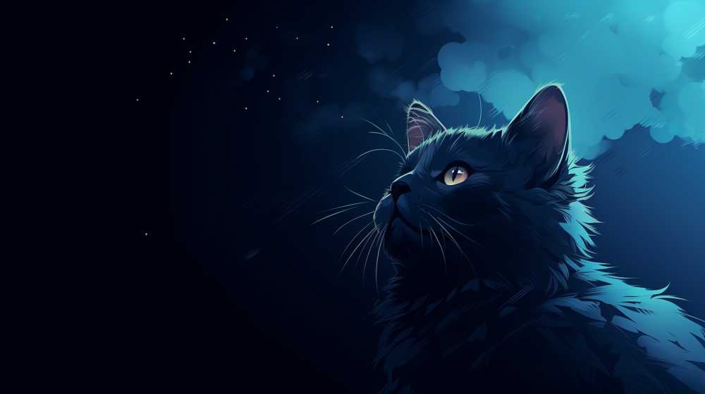 夜色下猫猫插画