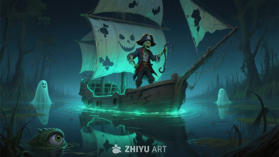 幽灵海盗船夜航神秘沼泽