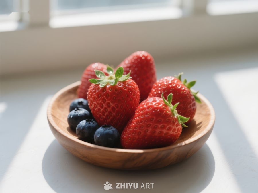 木碗中的草莓与蓝莓 235