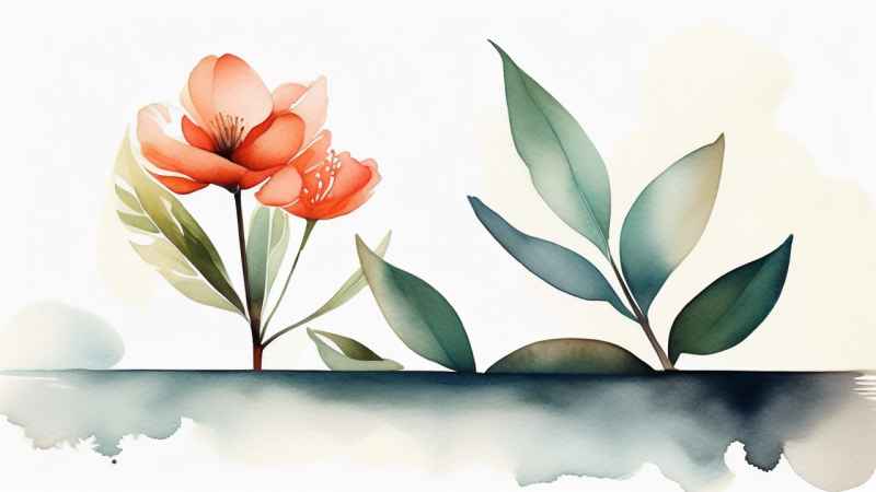 极简主义元素花朵和树枝插画