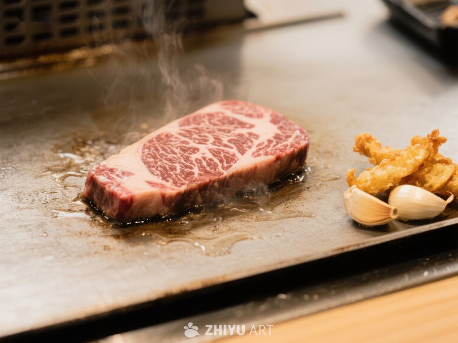 铁板上的煎制牛肉与配菜 259