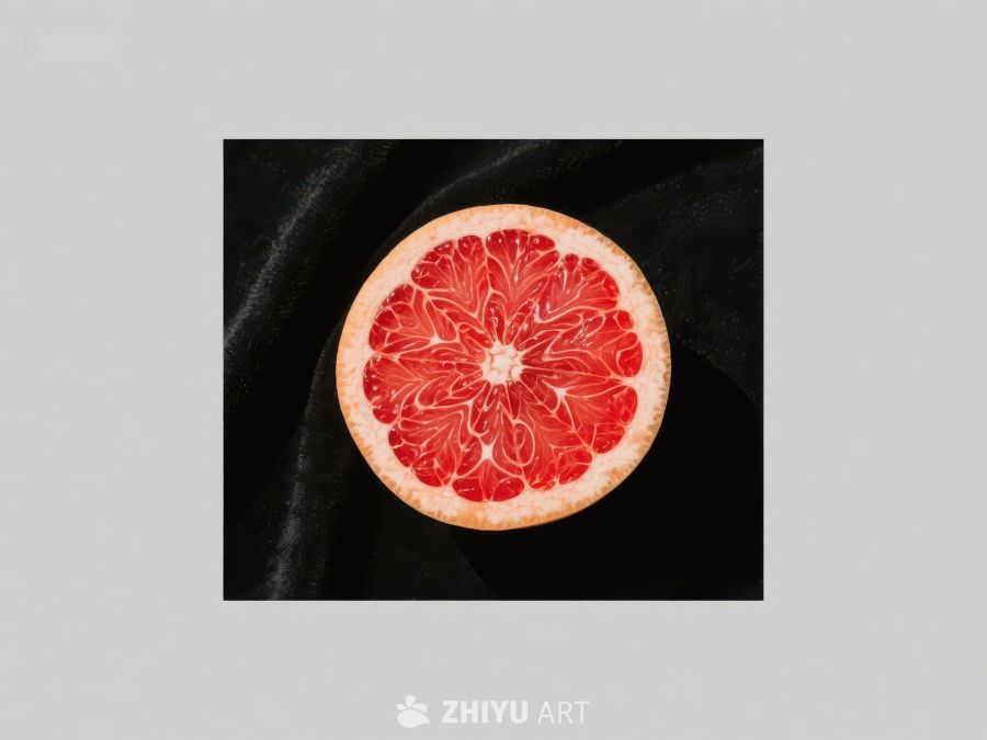 切开的葡萄柚，展示鲜艳果肉 372
