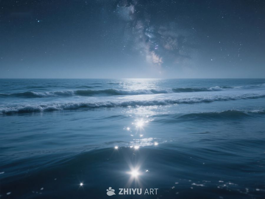 夜空下的海洋波光粼粼 332