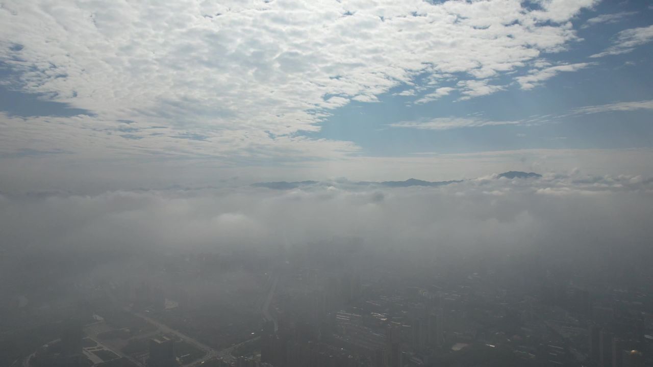 清晨迷雾云海风景日出航拍 