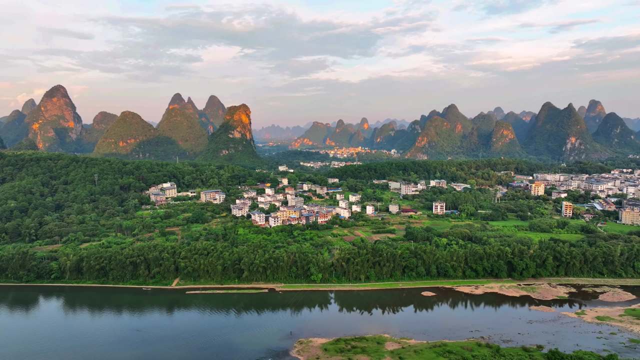 桂林山水日落美景