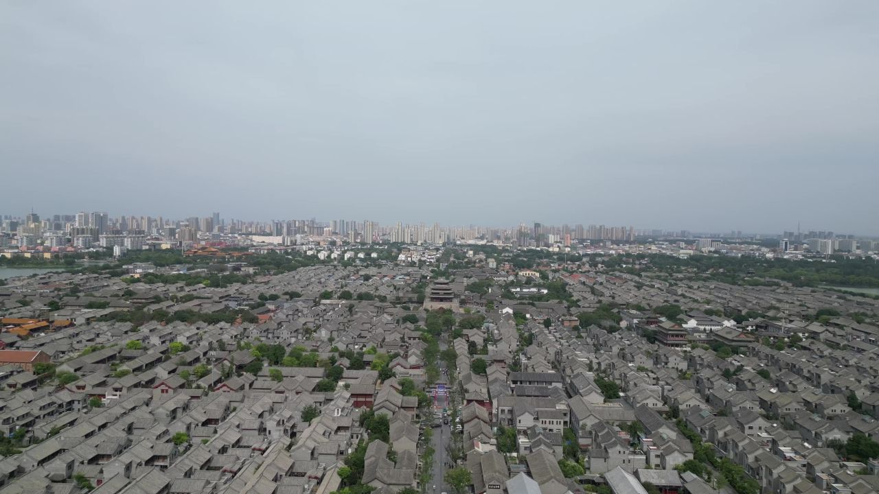  航拍山东聊城东昌湖景区