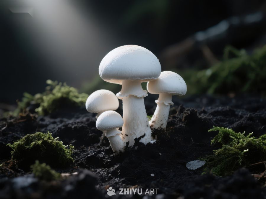 林间白色蘑菇群 218