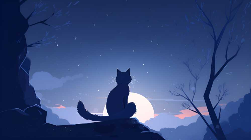 夜色下猫猫插画