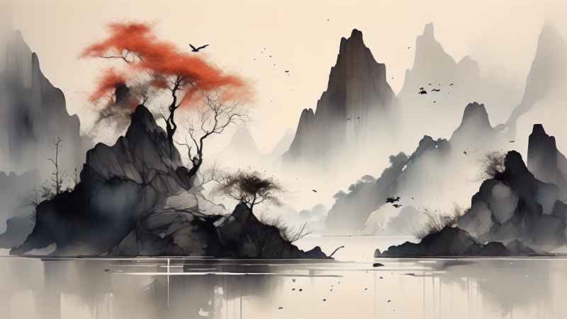 古风山水画唯美背景图 20