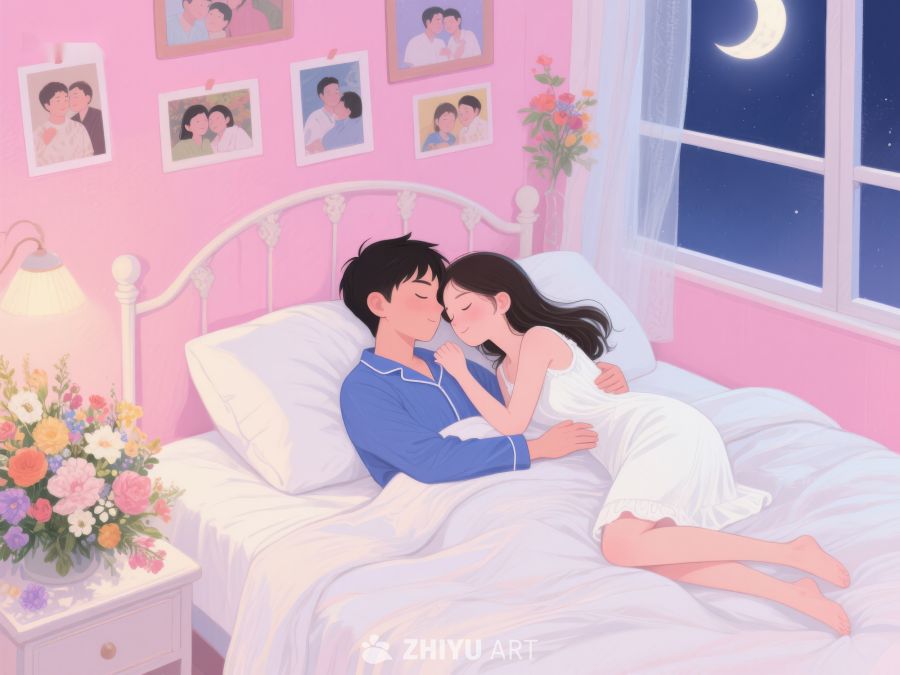 温馨夜晚，情侣共枕入梦 893