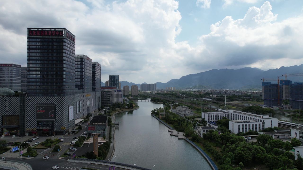 浙江温州城市风光地标建筑航拍 