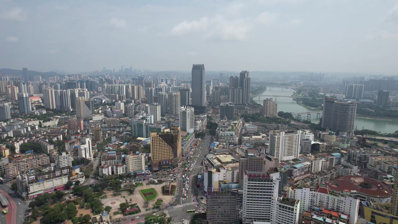 广西南宁城市高楼建筑航拍 