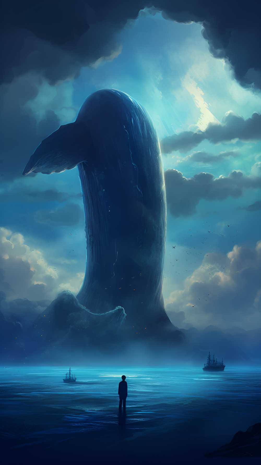 空中蓝鲸飞舞唯美