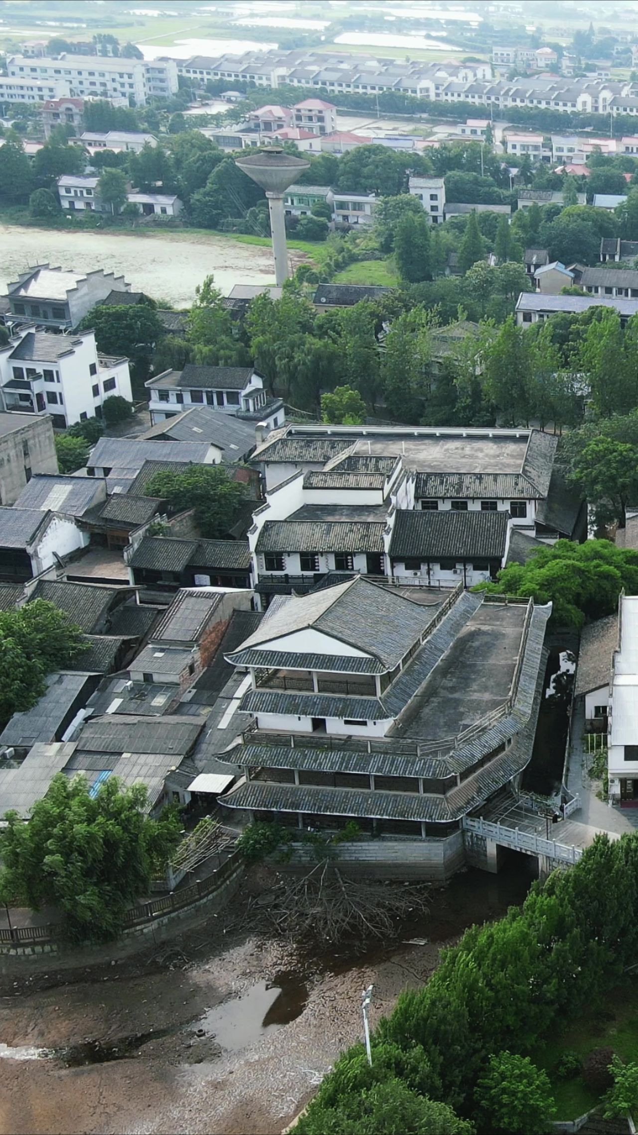 湖南长沙靖港古镇4A景区竖屏航拍 