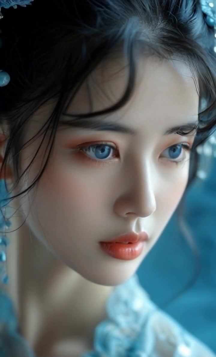一个女子侧脸的特写镜头。女子的皮肤白皙，面部轮廓清