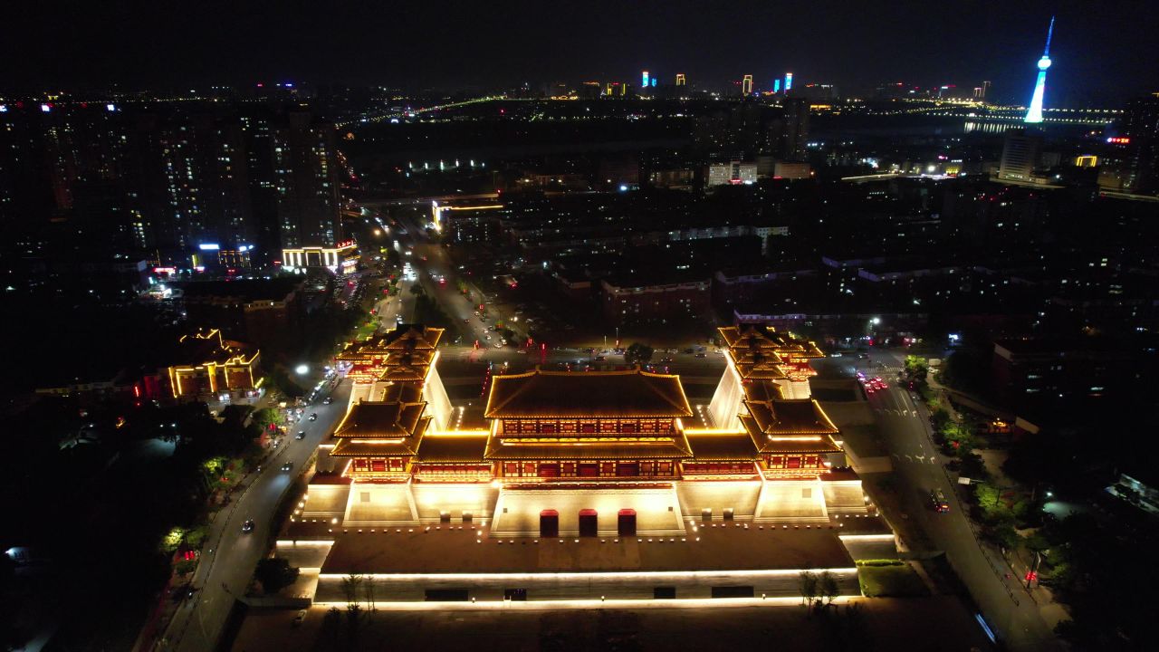 河南洛阳城市风光旅游景区航拍 