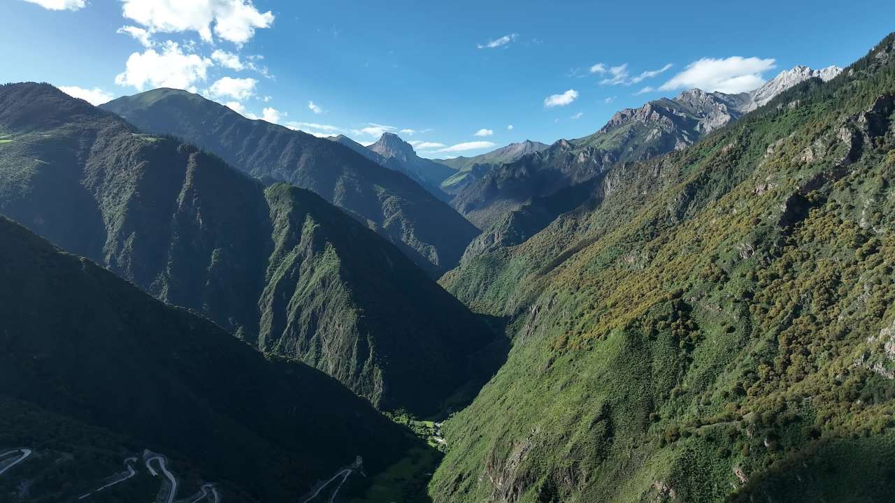 壮丽高山峡谷与蜿蜒河流全景