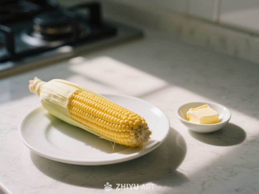 盘中玉米配黄油，厨房光影 289