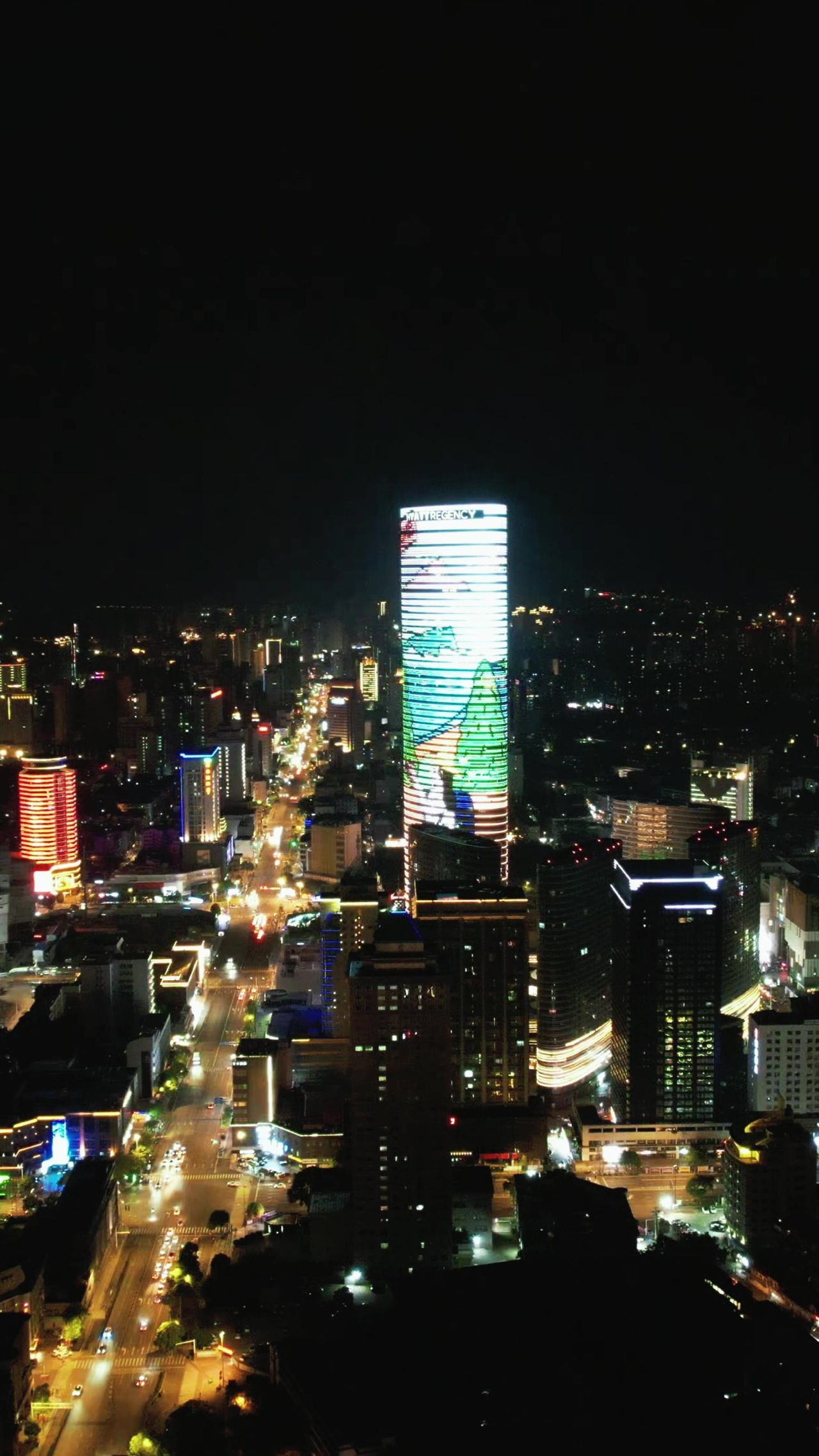 江苏徐州城市夜景灯光竖屏航拍