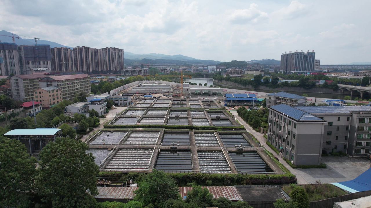 城市污水处理厂污水过滤航拍