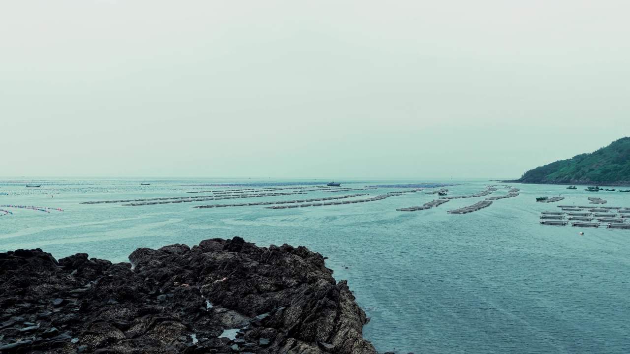 航拍长海岛港口码头