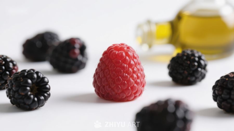 新鲜莓果与蜂蜜的静物组合
