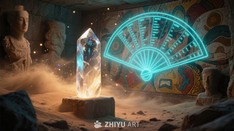 神秘水晶与霓虹图腾的古老洞穴 478