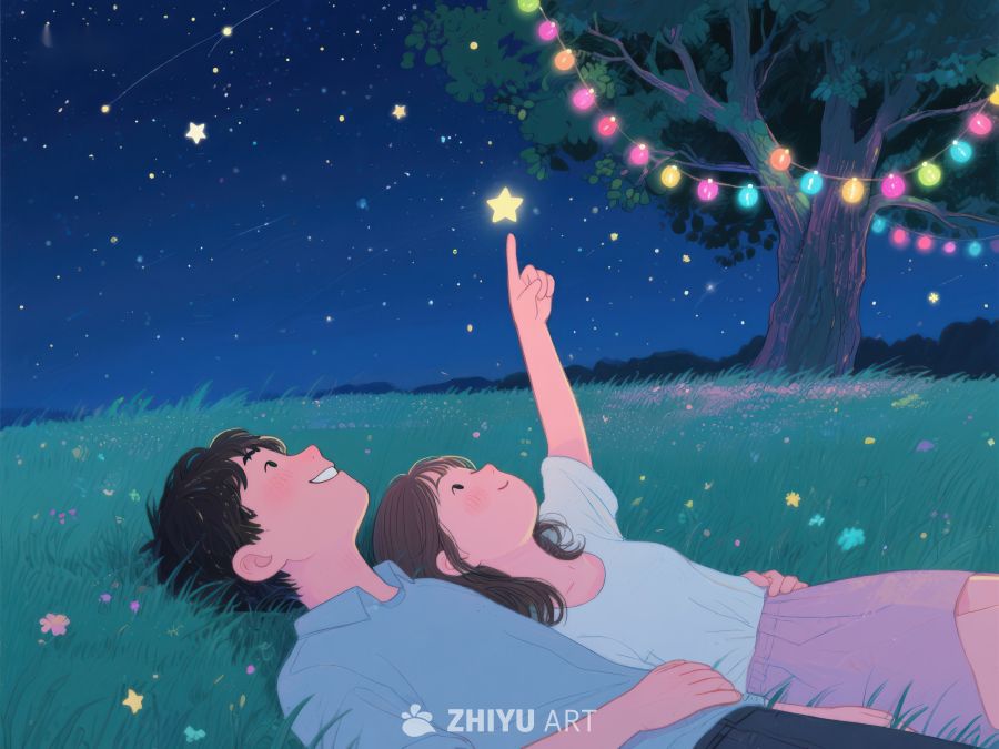 夜空下，两人共赏星辰 1018