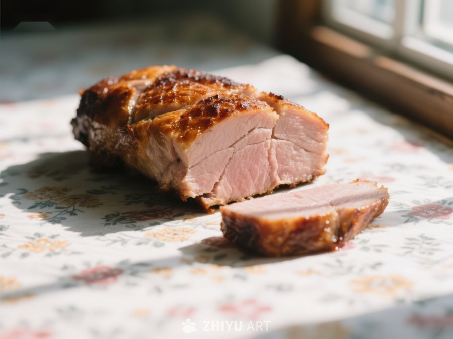 烤肉切片，阳光下的美食