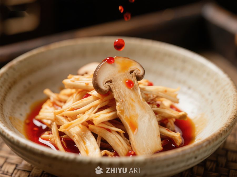 鲜美菌菇拌菜，红油点缀 1518